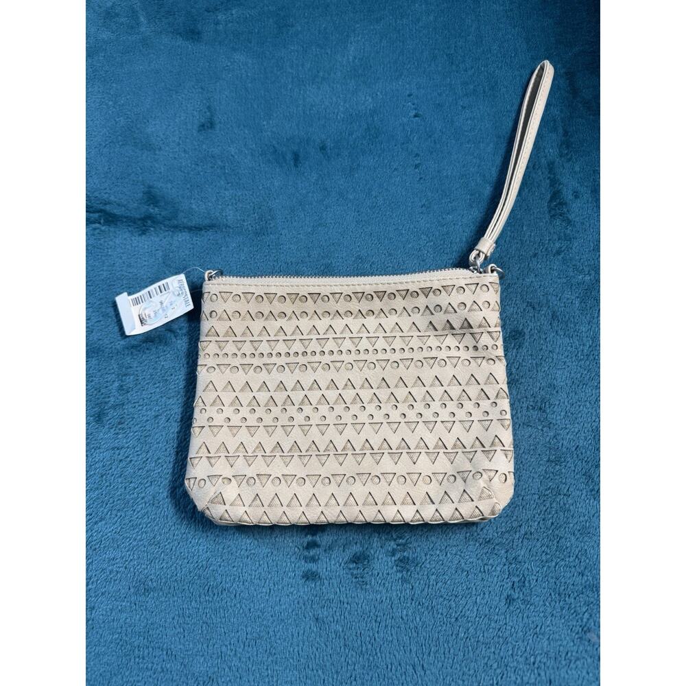 Aeropostale Wristlet Bag One Size Womens Beige Imitation Leather Ladies Basic